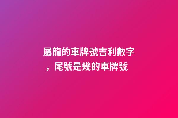屬龍的車牌號吉利數字，尾號是幾的車牌號-第1張-觀點-玄機派